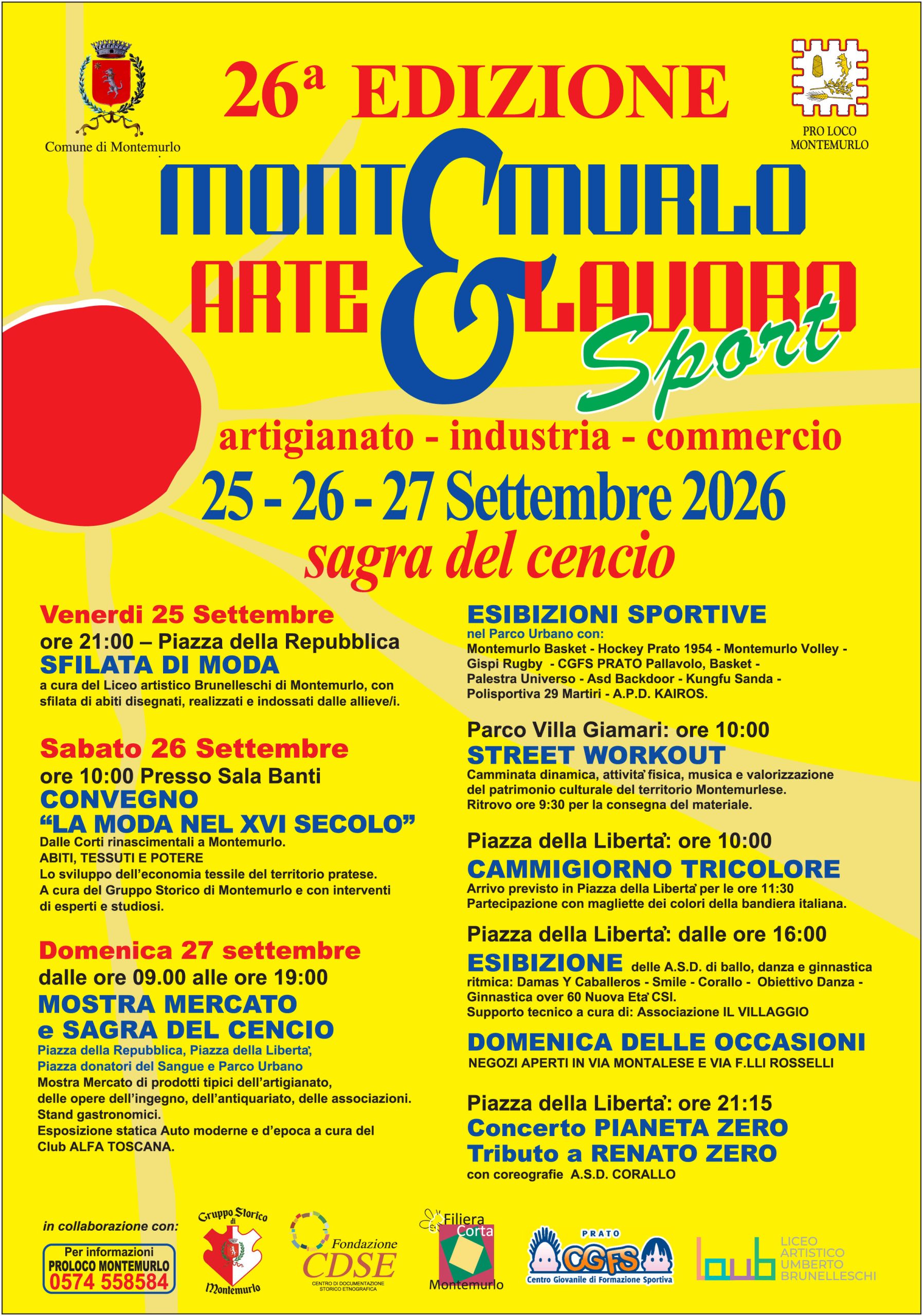 Locandina MONTEMURLO ARTE, LAVORO SPORT 2026